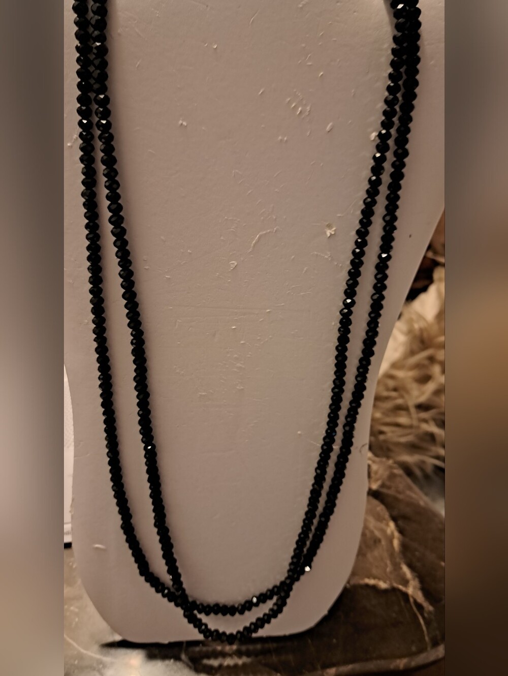 Elegant Black Faceted Bead Layered Necklace